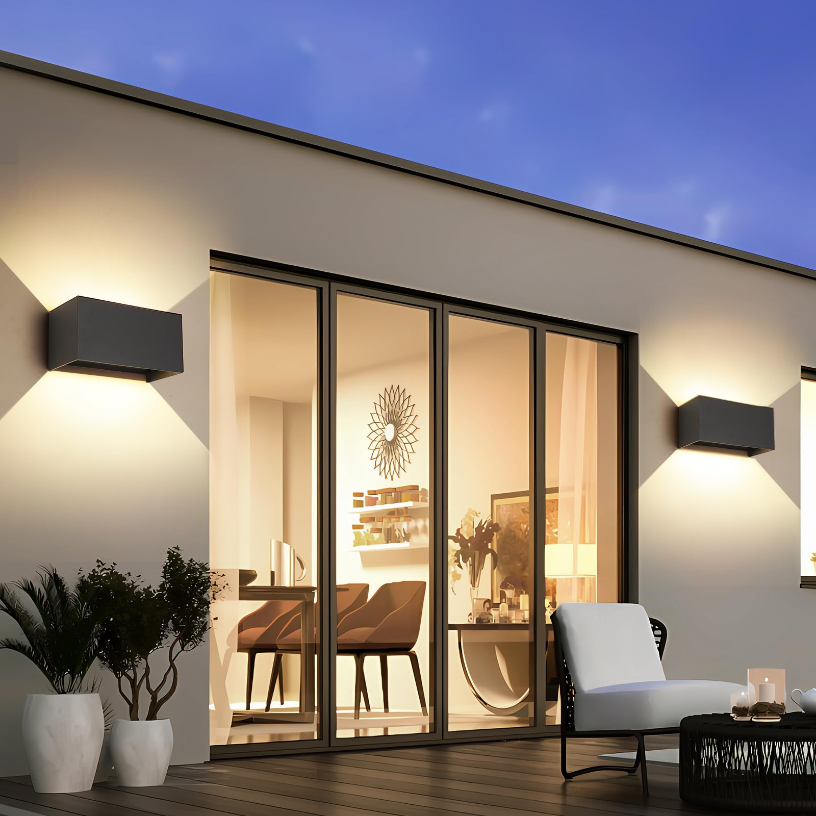 25W LED Applique da Parete Esterno/Interno con Sensore di Movimento e Crepuscolare 4000K Luci Naturale IP65 Impermeabile Moderno Alluminio Lampada da Esterno Angolo di Luce Regolabile Nero