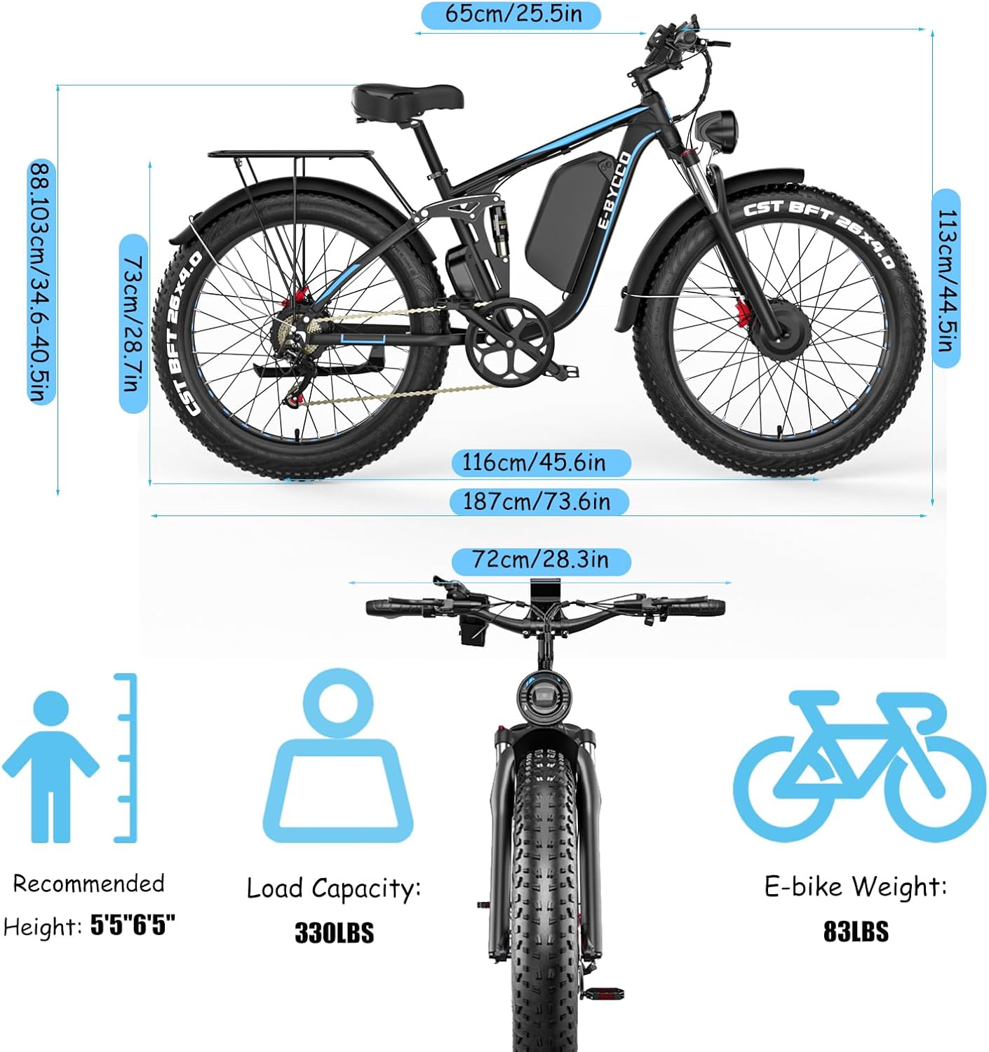 Electric Bike,Max 45MPH &110 Miles Range,6000W Peak Dual Motor Adult E-Bike, 52V 32Ah Battery Ebike,24''/ 26" Hydraulic Disc Brakes,Fat Tire All-Terrain Hunting Electric Bike, Full Suspension