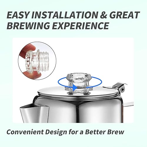 Miniatura 5 de BRBASAP Paquete de 2 percoladores de café de repuesto para percolador de café en la parte superior de cristal transparente para percolador, piezas