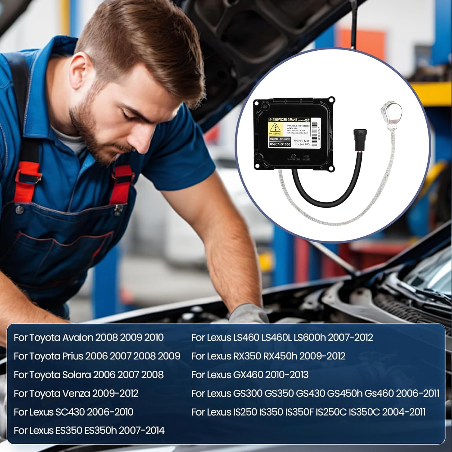 HID Headlight Ballast W/Igniter&D4S Bulb for Lexus ES300h ES350 GS300 GS350 GS430 GS450h GS460 GX460 IS250 IS350 LS460 RX350,DDLT003 85967-52020 KDLT003 85967-51040 Xenon Ballast Control Module