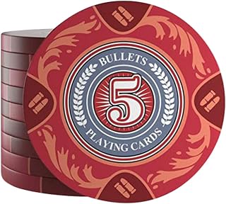 Bullets Playing Cards, 25 Clay Pokerchips Tony für Pokerset, Wert 5-14g, 4cm Durchmesser, Farbe Rot…