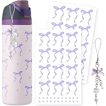Stickers Set for Owala Water Bottle 24/32/40 oz & Kids - 2Pcs Trendy Bows Waterproof Seamless Decals, 1Pcs Bows Charm, Personalized Accessories for Stanley Cup 40&30 oz Tumbler Scrapbook Journal