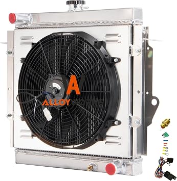 ALLOYWORKS 3 Row Radiator Shroud Fan For 85-1992 Toyota Land Cruiser FJ70 FJ73 FJ75 4.0L Downflow Radiators with Relay Kit, MT | All Aluminum Radiator. Superior cooling performance. Long service life. Ideal For daily commuter cars & modified cars.