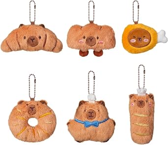 6pcs Capybara Keychain, Capybara Plush, Capybaras Stuffed Animal for Gifts, for Daily Accessory Attachment and Party Favors Distribution