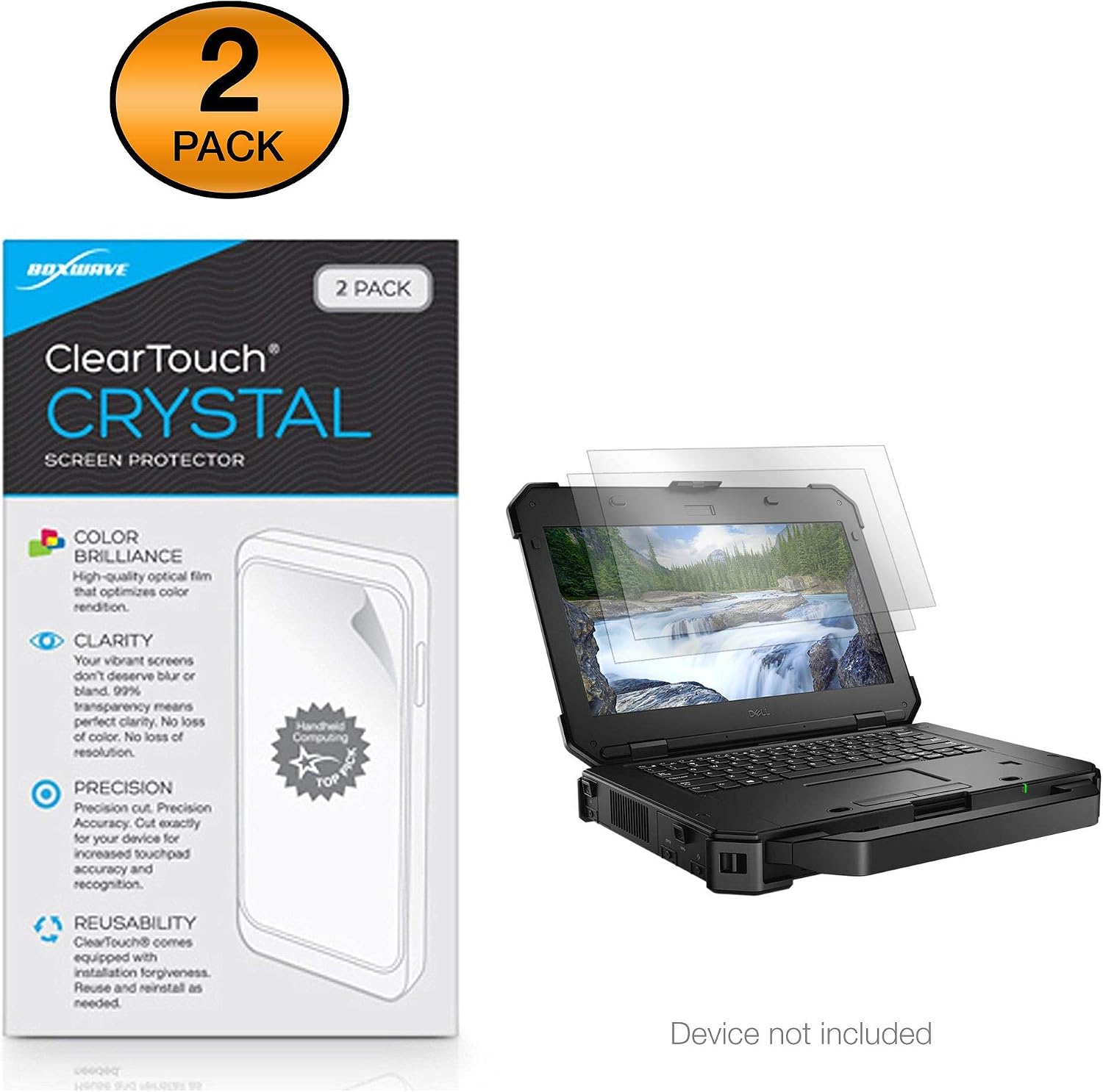 BoxWave Screen Protector Compatible with Dell Latitude 7424 Rugged Extreme - ClearTouch Crystal (2-Pack), HD Film Skin - Shields from Scratches