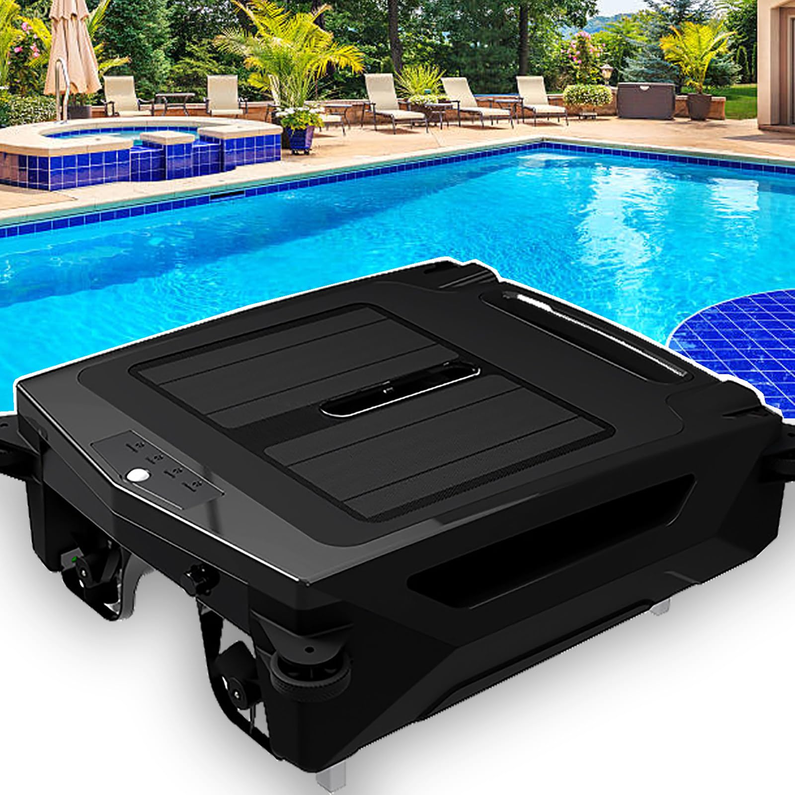 Skimmer Solar para Piscinas, Limpieza 24/7, Dos Modos de Carga, Inteligente para Evitar ObstáCulos, Ideal para Todo Tipo de Piscinas