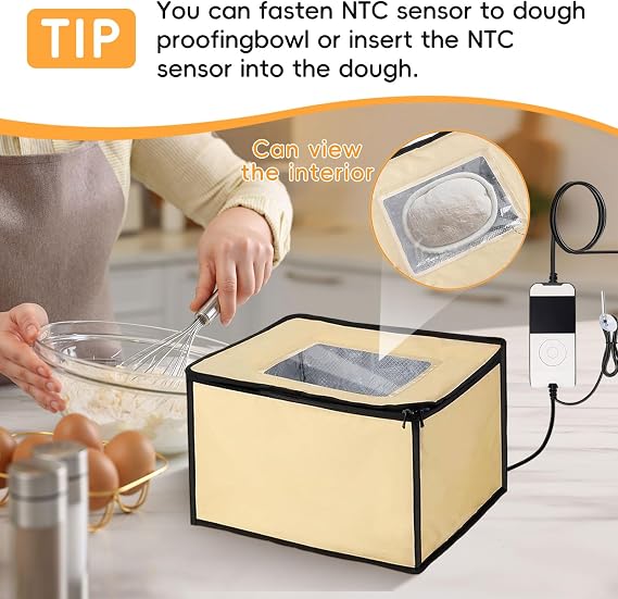 Bread Proofer with Heater, Dough Proofer with Temperature Probe and Window, Proofing Box with Timer and Temperature Control, Sourdough Starter Kit, Pizza Making Accessories