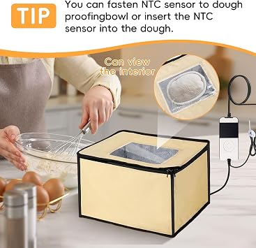 Bread Proofer with Heater, Dough Proofer with Temperature Probe and Window, Proofing Box with Timer and Temperature Control, Sourdough Starter Kit, Pizza Making Accessories