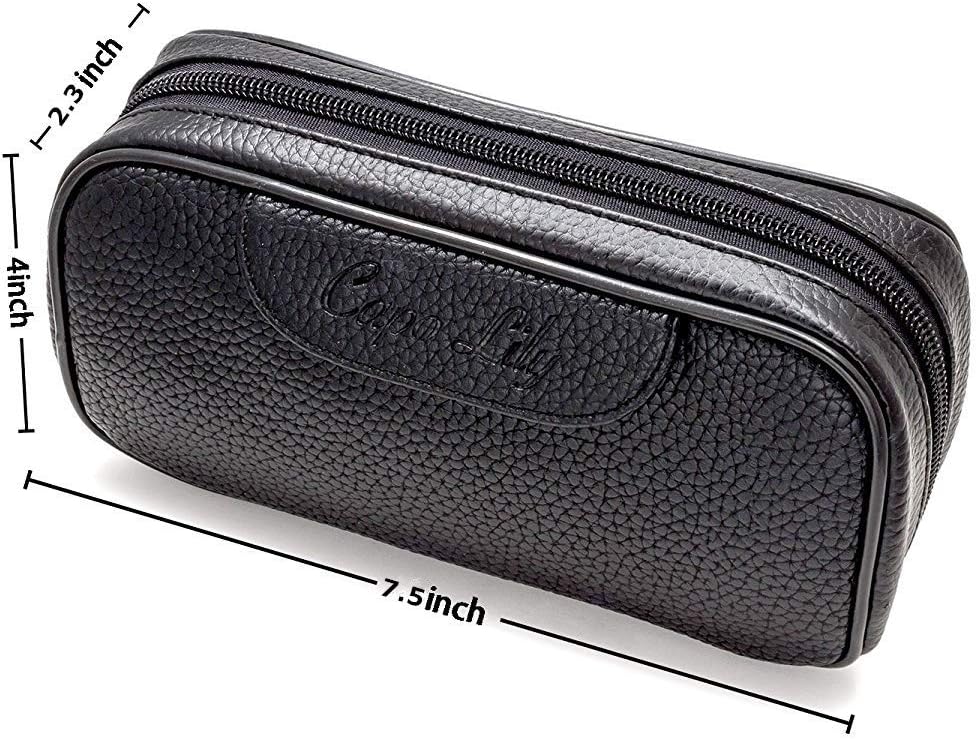Pipe Bag, PU Leather Tobacco Pipe Accessories Pouch Holder 2 Pipes, Black