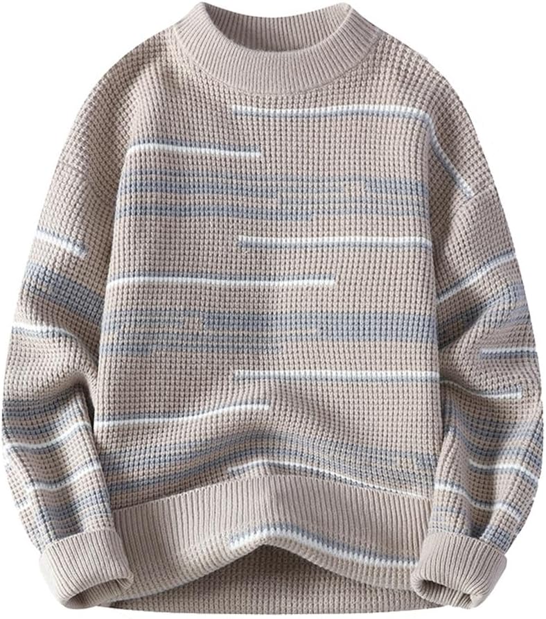 Gerrit メンズセーター、ニットセーター、ラウンドネックプルオーバー、ボトムライニング、トップス、ジャケット (Color :