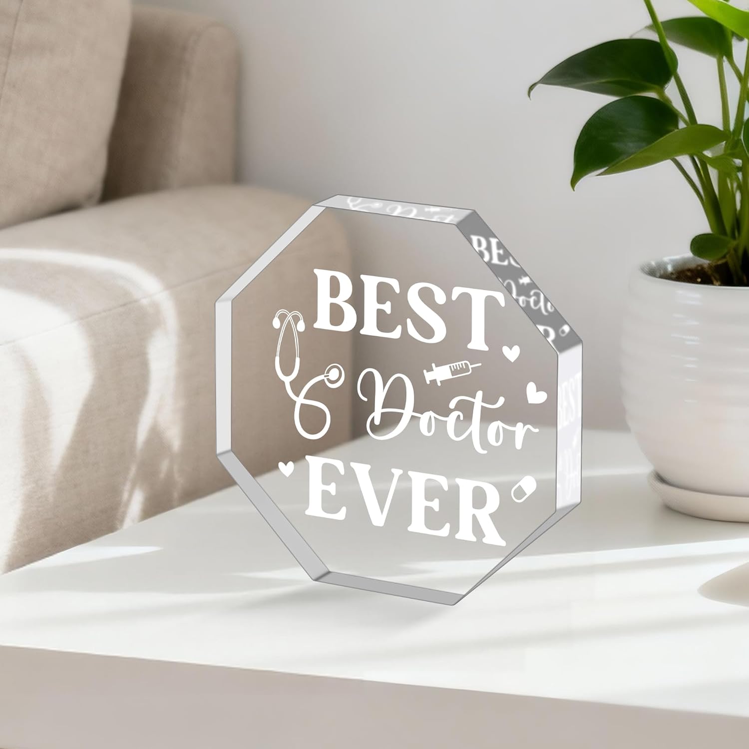 WATINC Appreciation Gifts Award for Doctor - Thank You Doctors Gift for Men Women, Acrylic Octagon Dr. Table Plaque Sign, Inspirational Physician Retirement Centerpiece Desk Accessories for Birthday