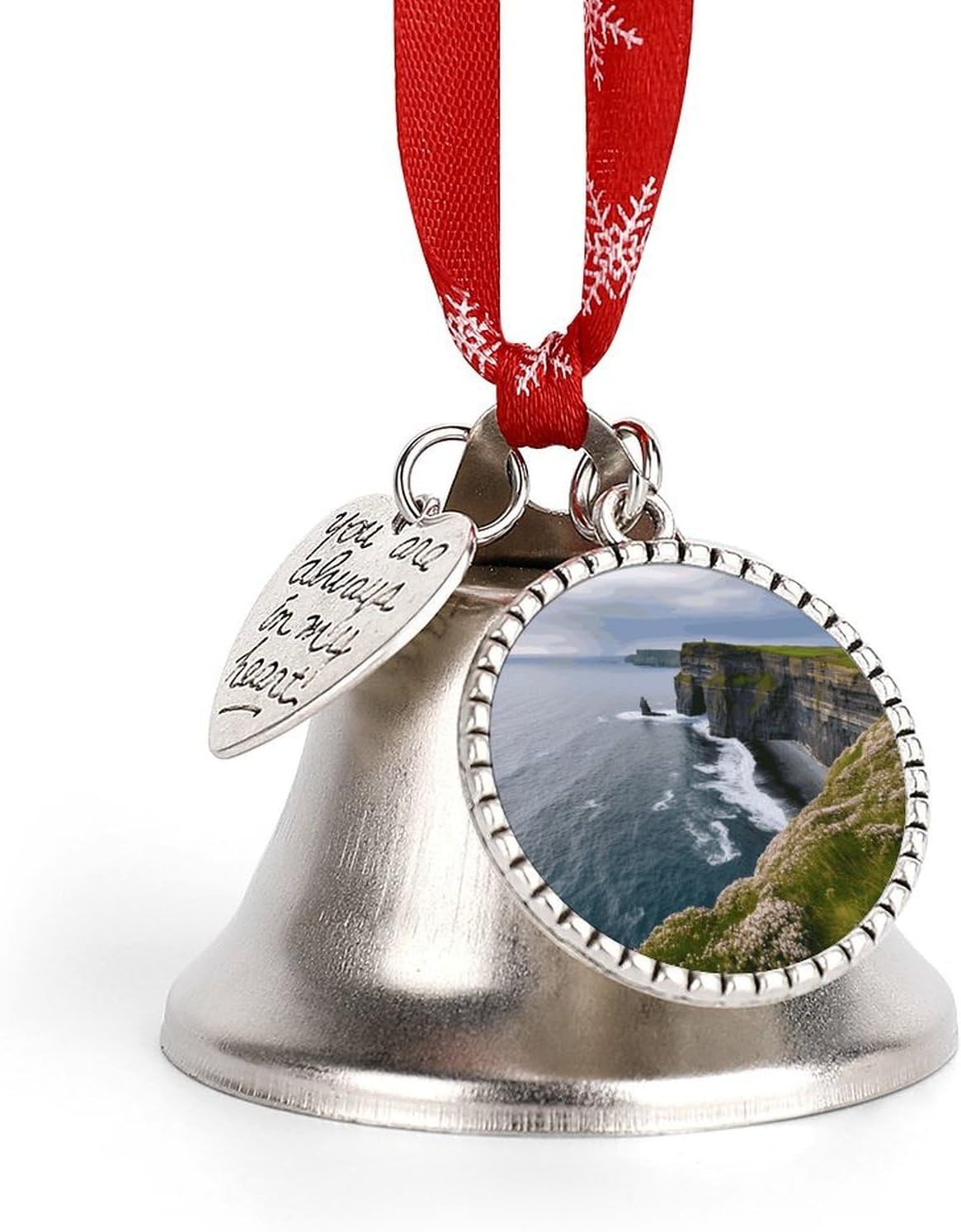 Ireland Outdoors County Clare The Cliffs Christmas Bells Ornaments Tree Jingle Bells Decors Xmas Silver Bell Hanging Decoration Pendants for Weddings Parties Christmas Wreaths