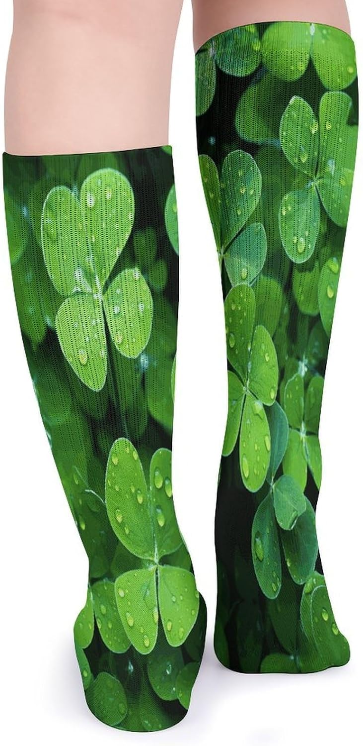 Many Green Clover Knee High Socks Cozy Knee High Socks Soft Mid-Length Sock for All Seasons Daily Wear Adult