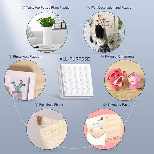 Miniatura 4 de Calcomanías de punto redondo de doble cara, punto de pegamento transparente extraíble, sin rastro, masilla adhesiva impermeable, pequeñas