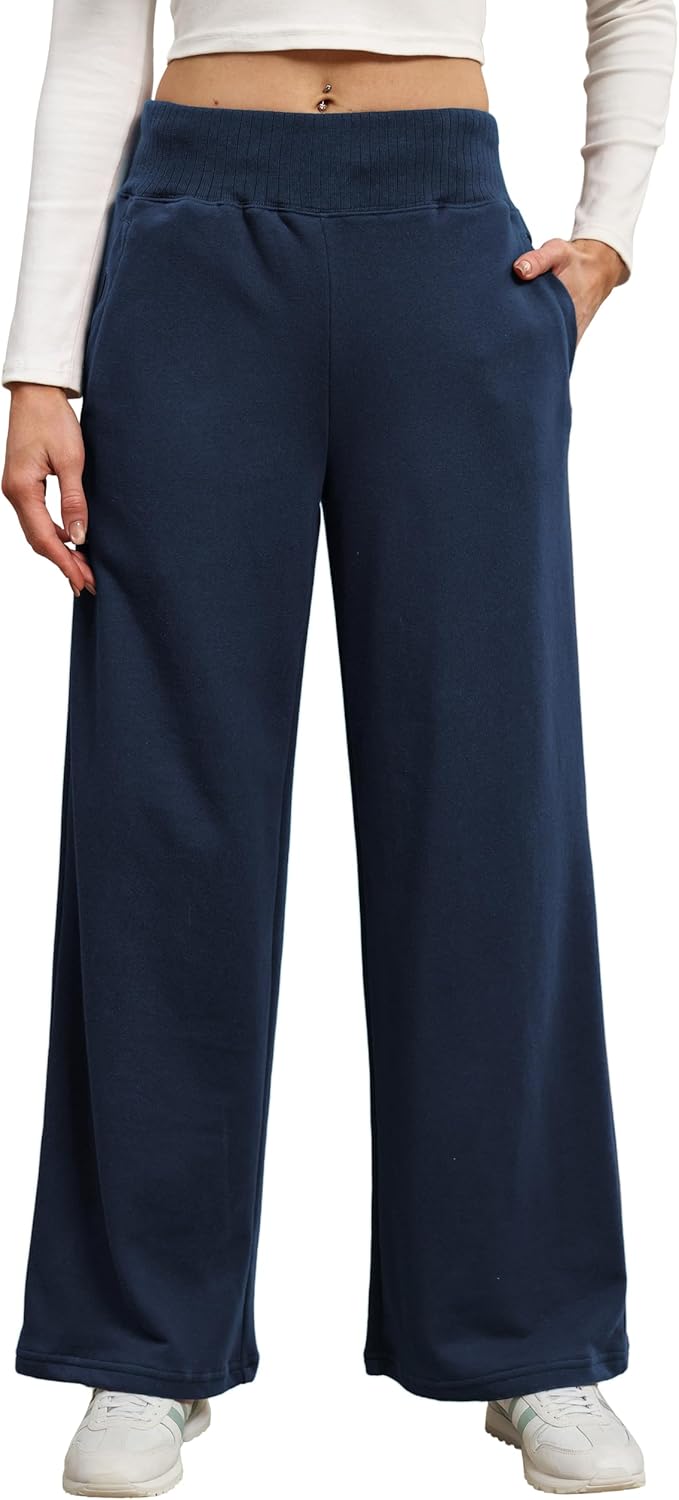 Sweetmoon Wide Leg Sweatpants Women High Waisted Sweat Pants Baggy Lounge Pants Women Travel Girls Joggers with Pockets - Image 2