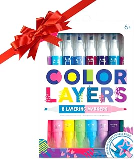 Ooly Color Layers Double Sided Markers - Set of 8 Colored Markers, 16 Colors Chisel and Point Tip on Each Marker for Kids, Art Supplies and Stationery Set