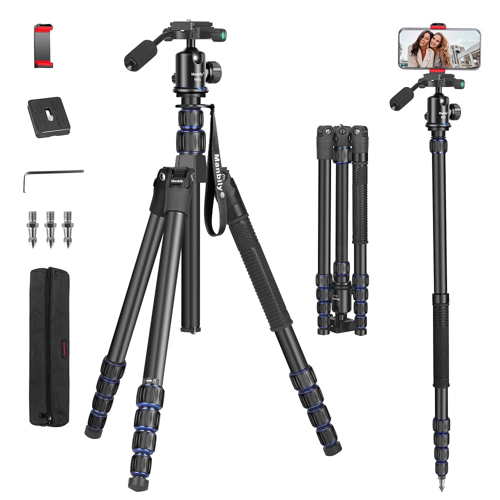 Monopode Manbily Léger Et Portable 40-155 Cm - Compatible Appareils Photo, Idéal Voyage