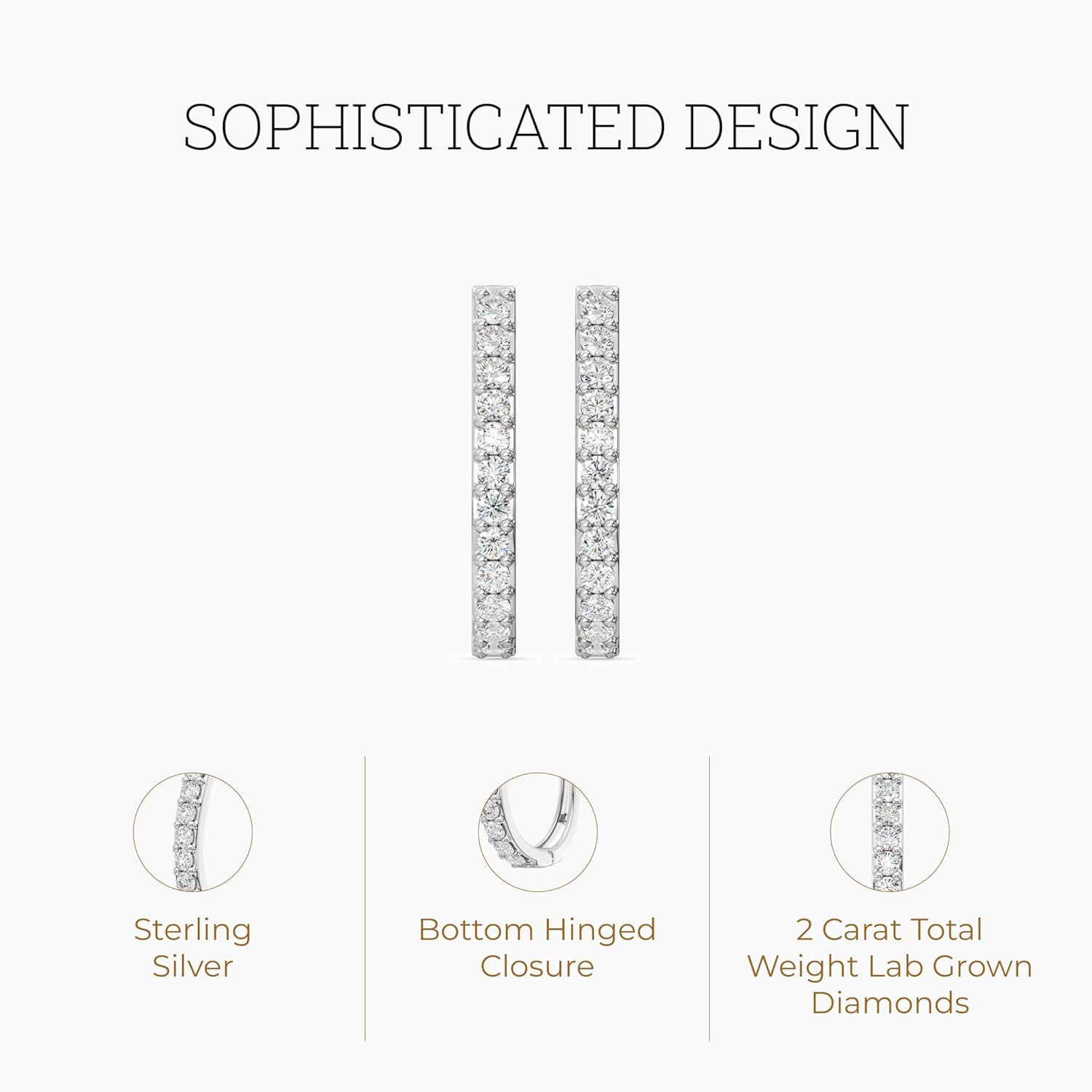 Gilded Lab-Grown Diamond Prong Set Hoop Earrings for Women in 925 Sterling Silver and 14KT Yellow Gold Plated Silver | Hypoallergenic Fine Jewelry | Hinged Closure | SI1 Clarity, F Color |1/4,1/2, 1,2 Carat Total Weight