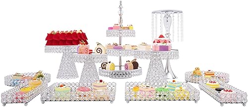 Juego de soporte para tartas, exhibición de platos de postre de magdalenas, soporte dorado para tartas, torre de espejo, soporte para pasteles,