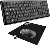 NEWWAY Vezeték Nélküli Billentyűzet és Egér Szett - Fekete, USB és WiFi Csatlakozás, Hordozható, PC Kompatibilis, ON-KM01F Modell 1