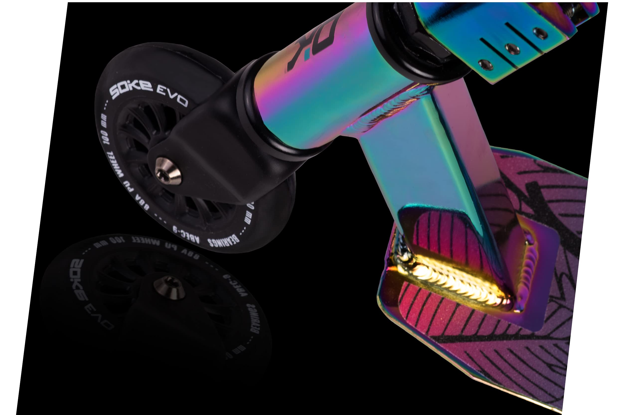 SOKE EVO Street ABEC-9 Stunt | Monopattino acrobatico con ABEC 9 | Kugellager Tretroller Roller Erwachsene und Kinder | 50 cm Breite | Lenker 360° | Klemme mit 3 Schrauben aus Aluminium