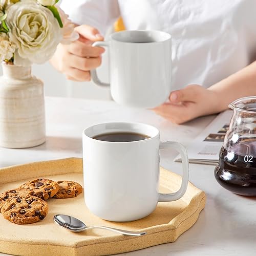 Miniatura 9 de vancasso Juego de 6 tazas de café de porcelana, tazas de café de cerámica de 16 onzas para té caliente americano, café helado, café frío, cacao y