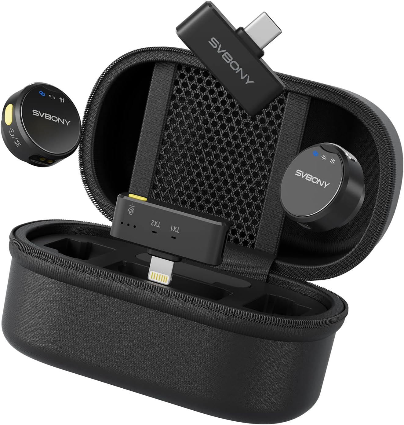 Lavalier Wireless Microphone, High Sensitivity Pickup, Triple Intelligent Noise Reduction, 25ms Ultra Low Latency, 48kHz/16bit 20m Recording, for Video Vlog, Interview, Live Streaming