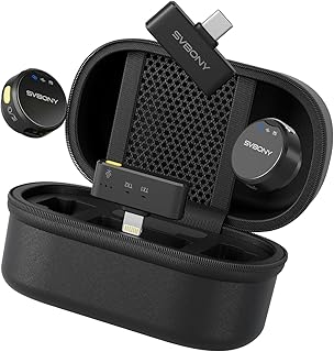 Svbony Microfono per Video Social, 2 Trasmettitori e 2 Ricevitori, Compatibile con 4 Scenari, Riduzione del Rumore, 48 kH…