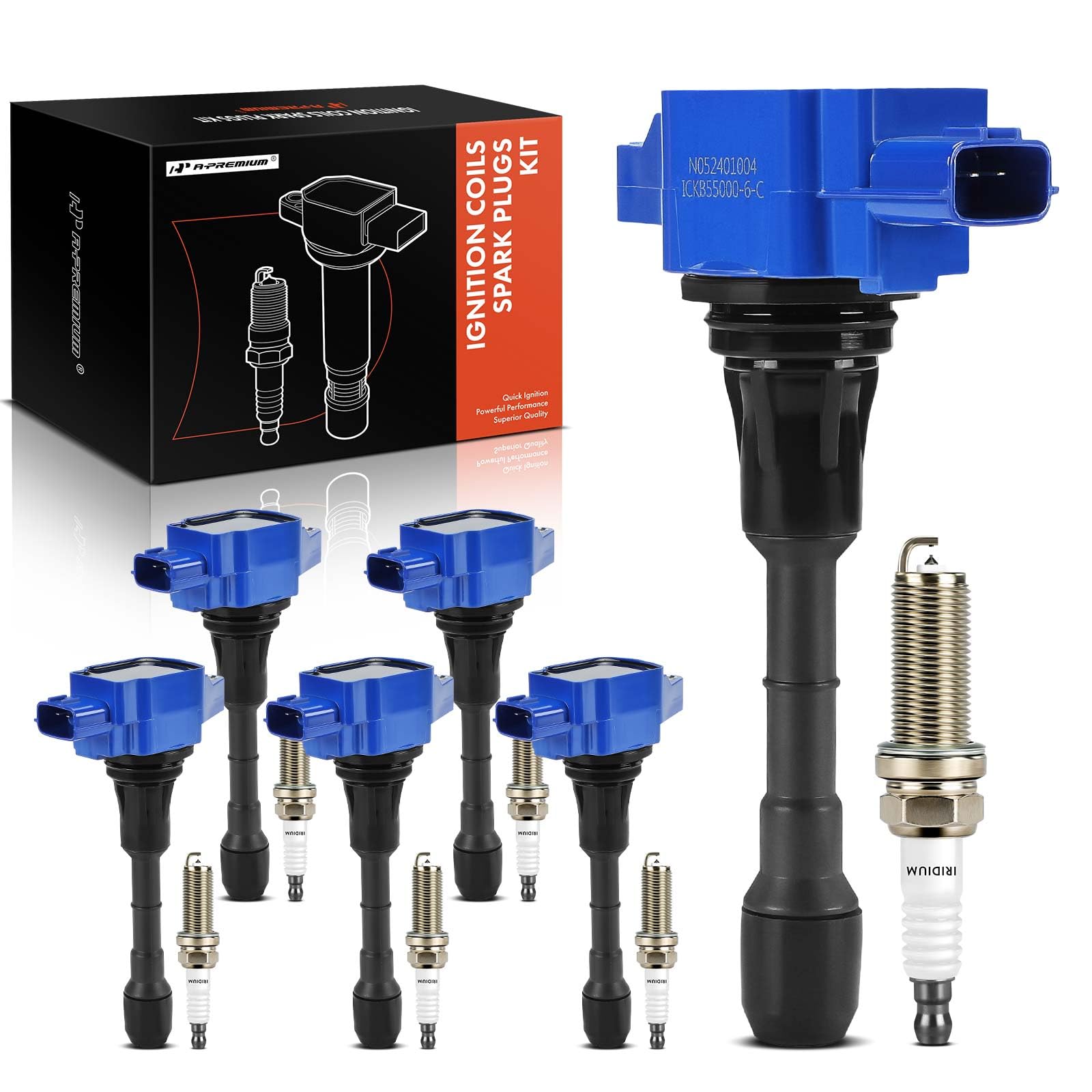 Amazon.com: A-Premium Blue Set of 6 Ignition Coil Pack and Iridium