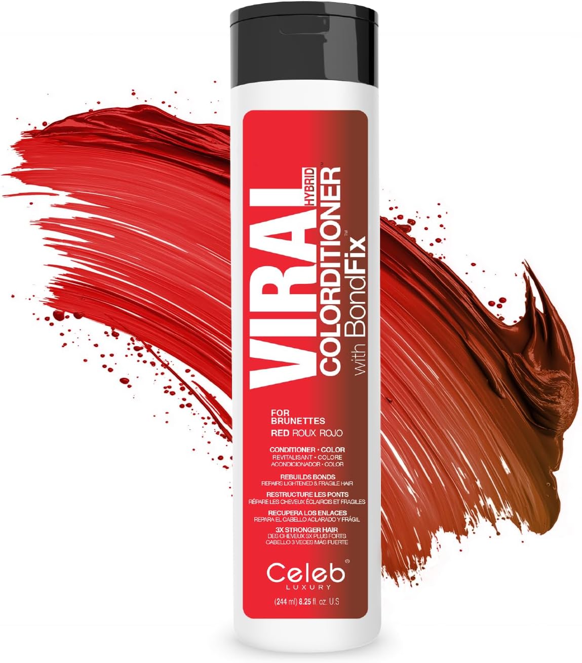 Red Hair Color Depositing Colorwash Conditioner for Brunettes + Bondfix Bond Rebuilder, Semi Permanent Hair Color, Vegan Hair Dye