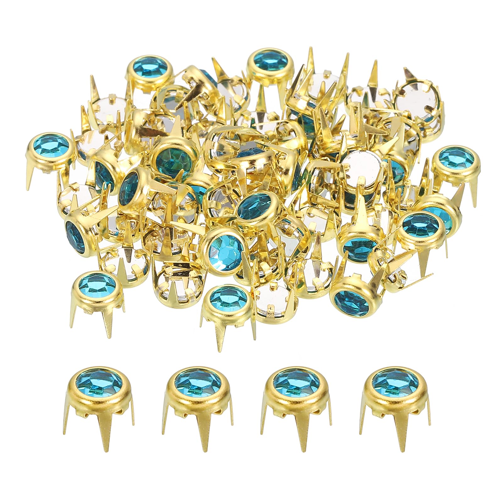 QUARKZMAN 80 Stück Strass Nieten für Leder, 6mm Runde Leder