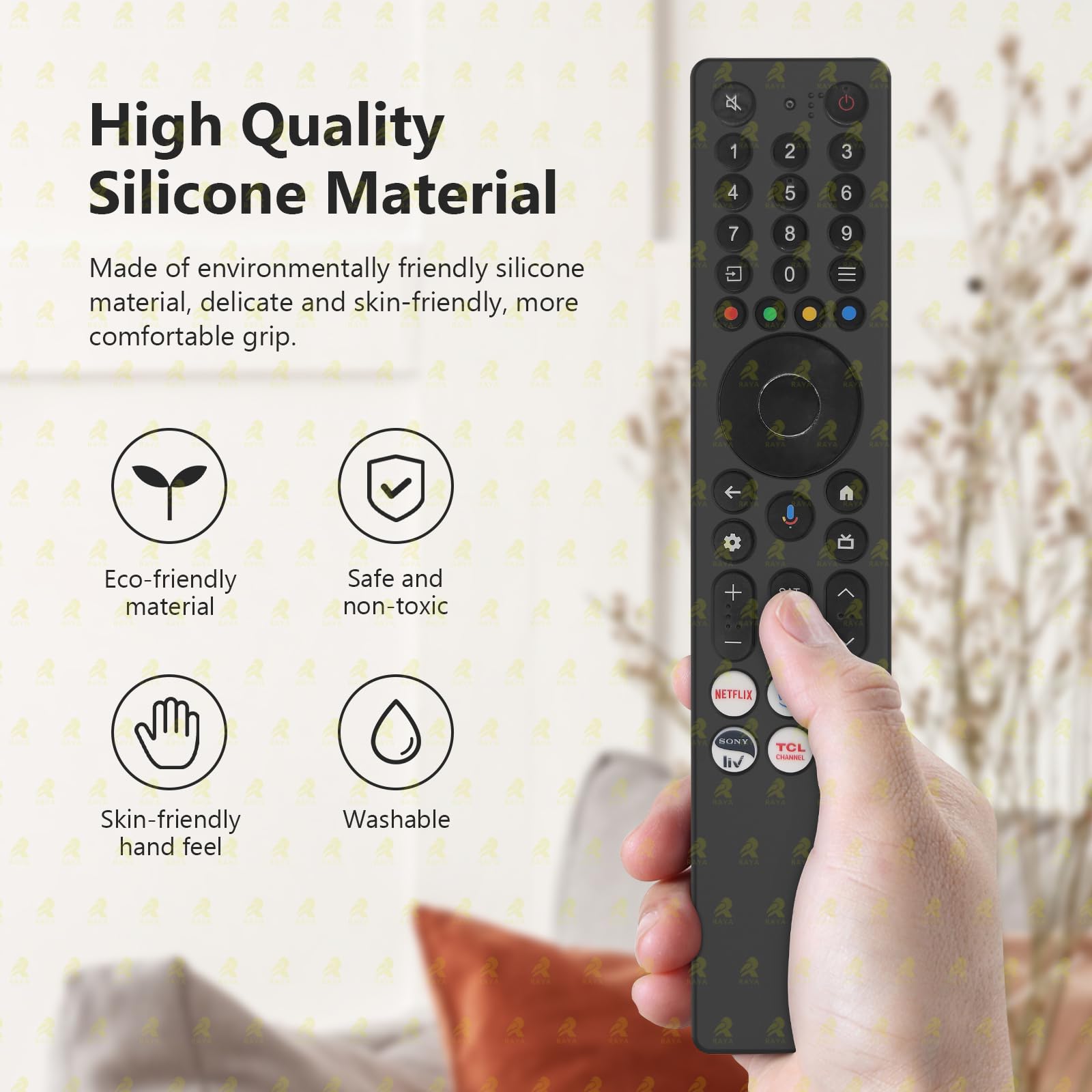 RAYA Silicone Remote Cover Compatible with TCL TV Remote 2025 Model TCL V6C /TCL T6C /TCL P7K /TCL Q6CS /TCL T89C Series QLED TV Remote Case with Lanyard [Remote NOT Included] (Black) — Amazon image 3