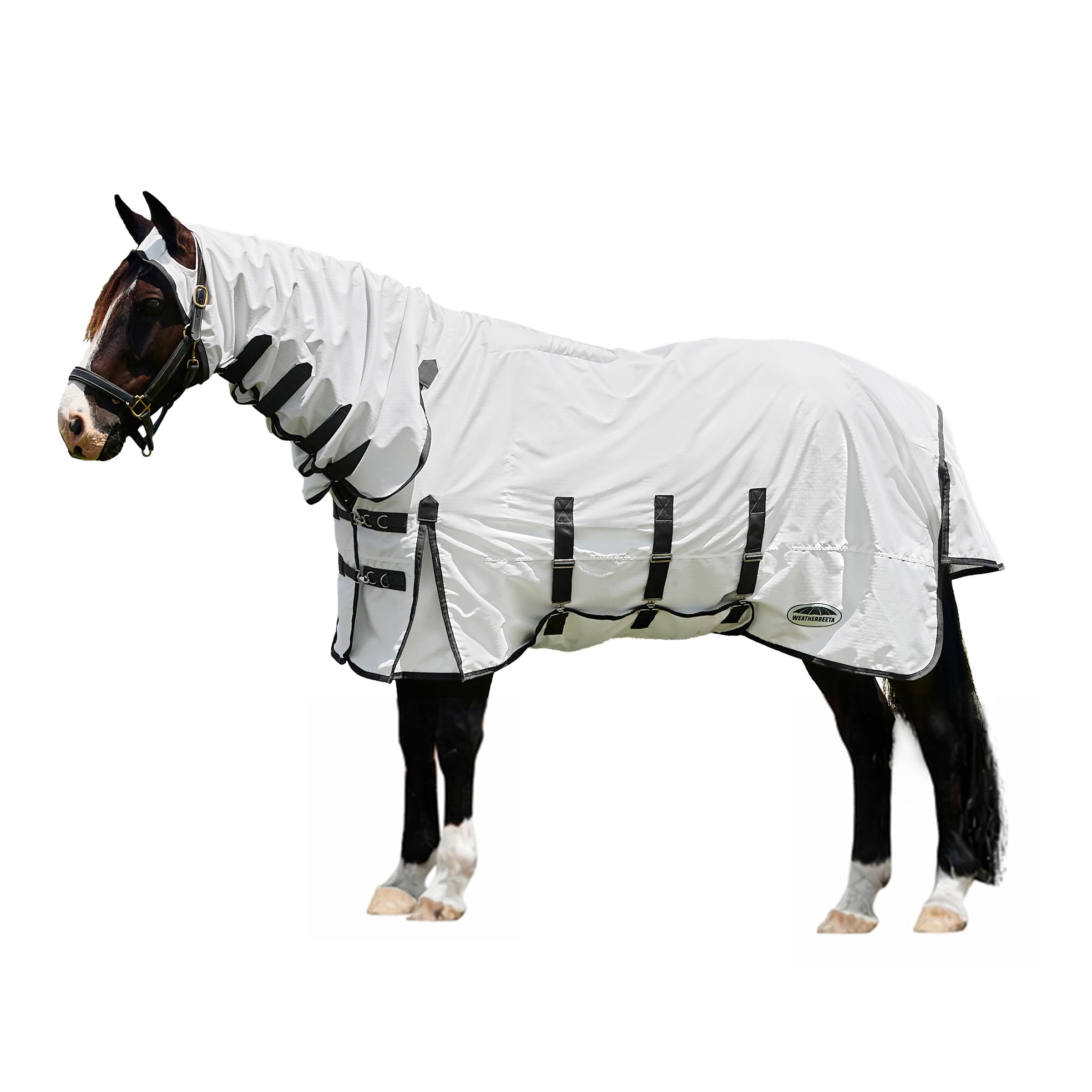 WeatherBeeta ComFiTec Sweet Itch Shield Fly Sheet Combo, White/Charcoal, 4'6
