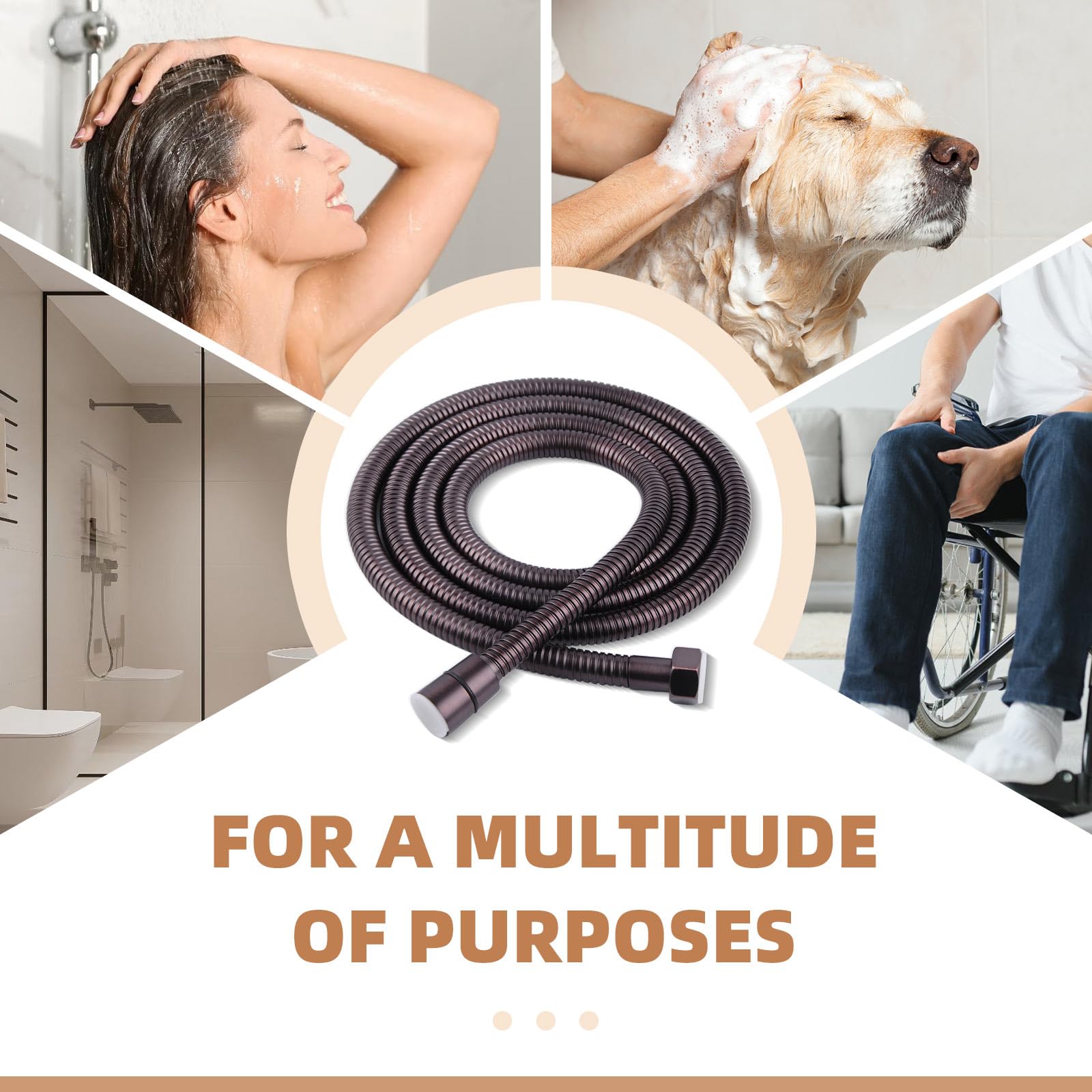 Manguera de ducha de baño, ángulo simple, soporte de mano metálico, manguera de ducha de repuesto para bañera, con pulverizador, para remolques, jardín, tuberías de agua para lavado | G - Manguera flexible de acero inoxidable para cabezal de ducha, extral