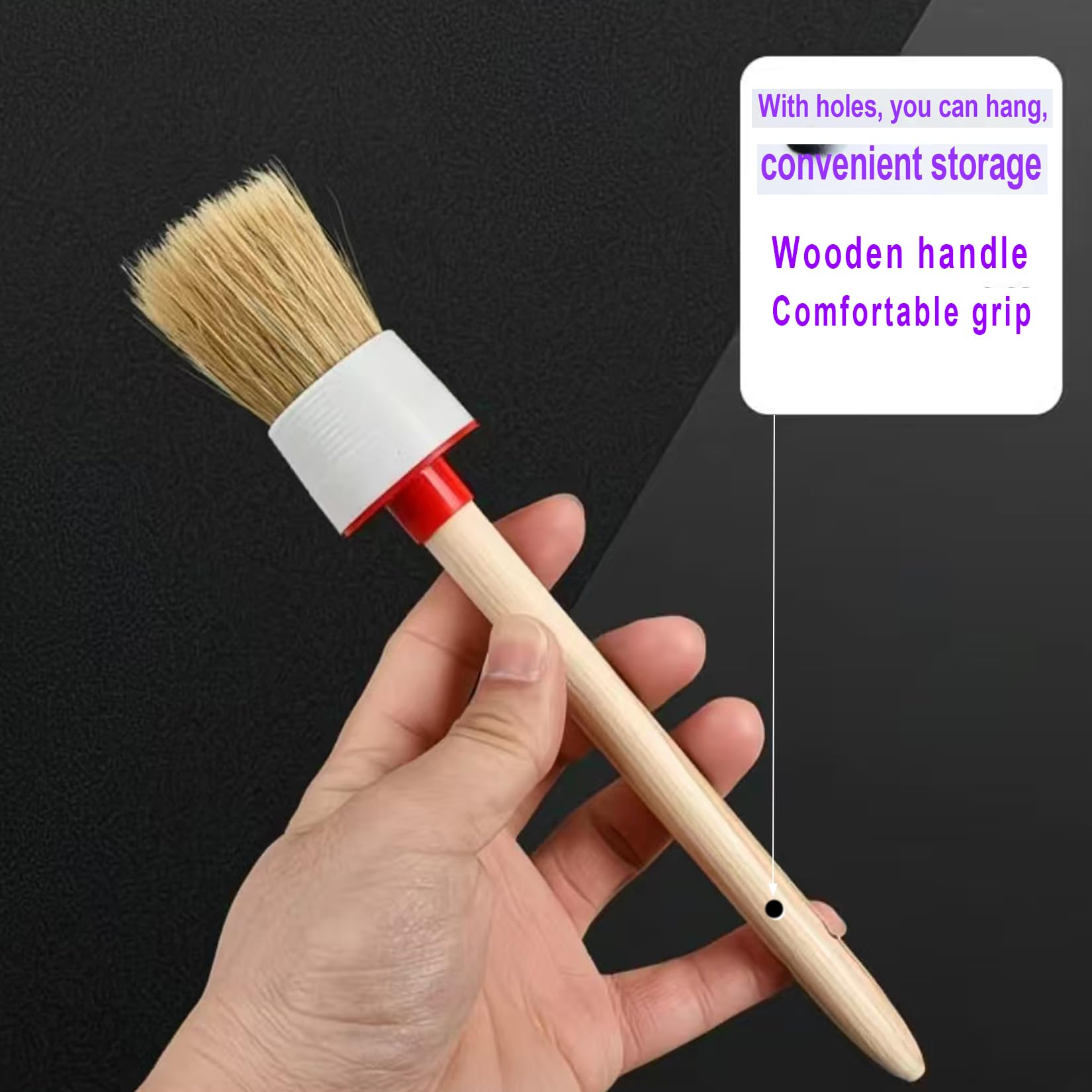 Markeny Drewniany uchwyt okrągły zestaw pędzli do malowania z gładkim włosiem okrągłe szczotki narzędzie do szablonów DIY malowanie woskowanie wystrój domu