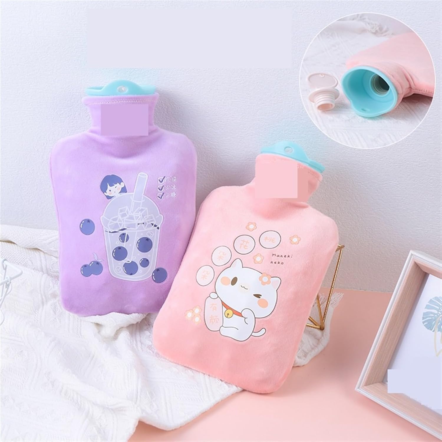 Hot Water Bag Hot Water Bottle Warm Water Bag, PVC Water Filled Hot Water Bag, Detachable and Washable Cloth Cover, Girl Warm Hand Hot Water Bag for Winter Rubber Hot Water Bottle (Color : 3-1000ml)