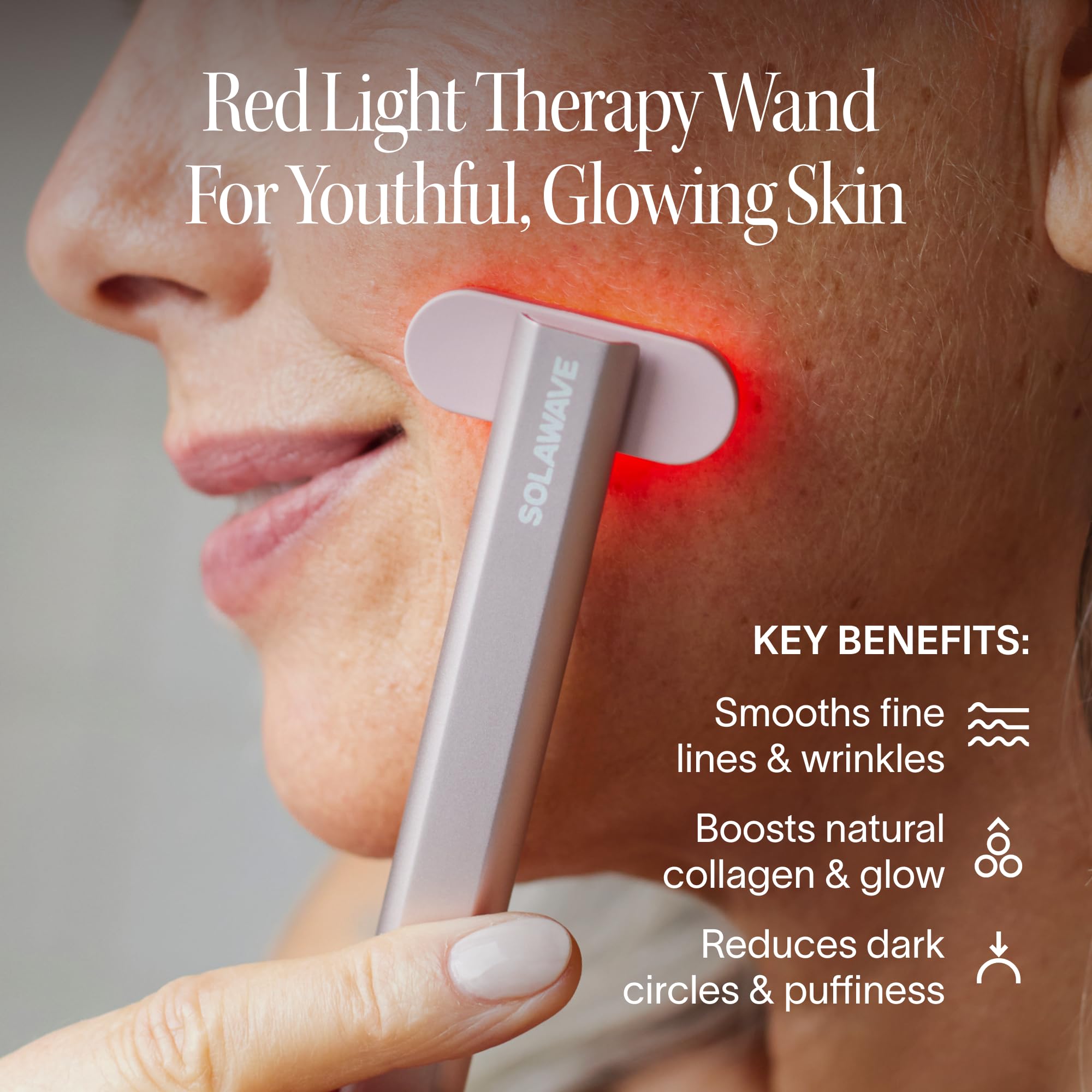 Solawave 4-in-1 Red Light Therapy Wand + Activating Serum | LED Skincare Device for Face & Neck | Facial Tool with Galvanic Current, Massage & Therapeutic Warmth | Reduces Appearan