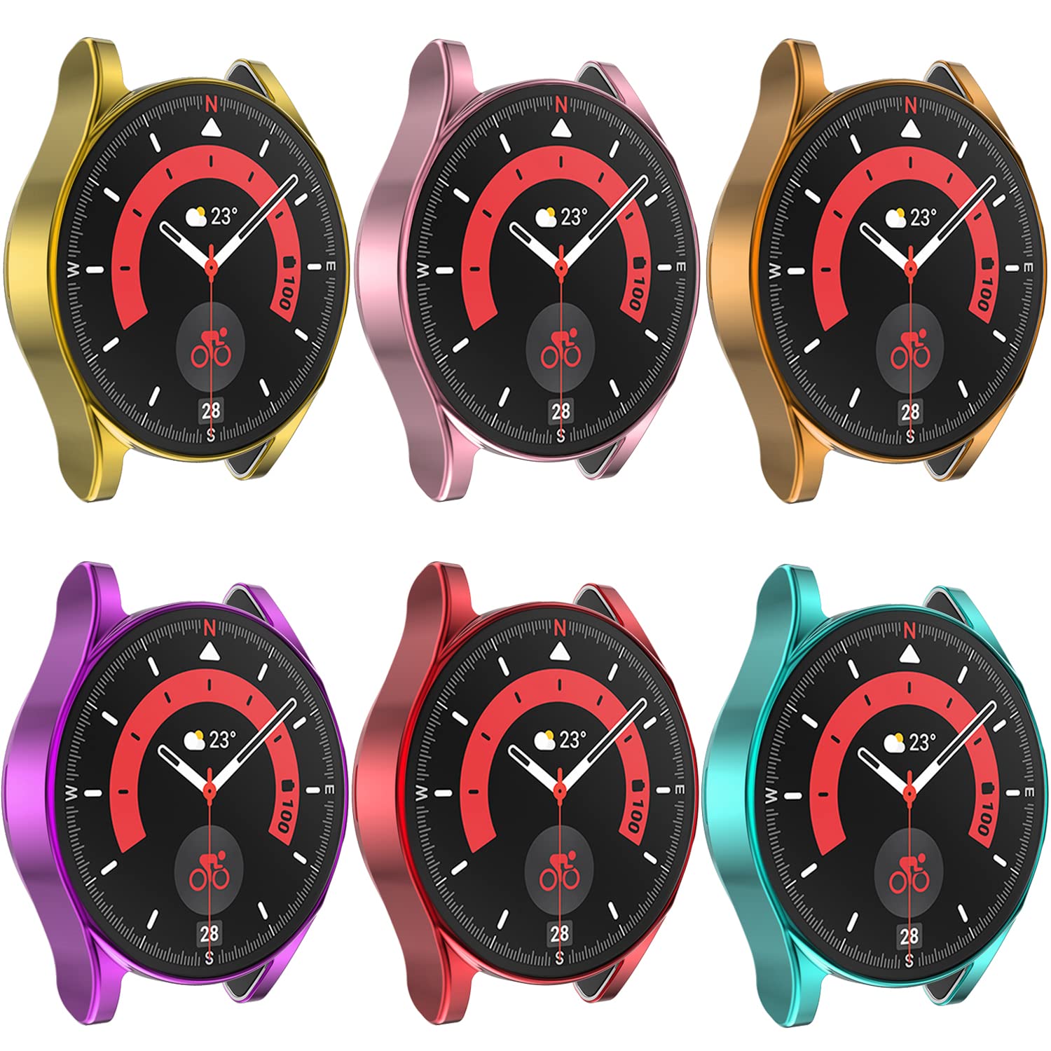 6pack Compatible with Samsung Galaxy Watch 5 Pro Case 2022, Soft TPU Plated All Around Scratch-Proof Screen Protector Case Cover for Galaxy Watch 5