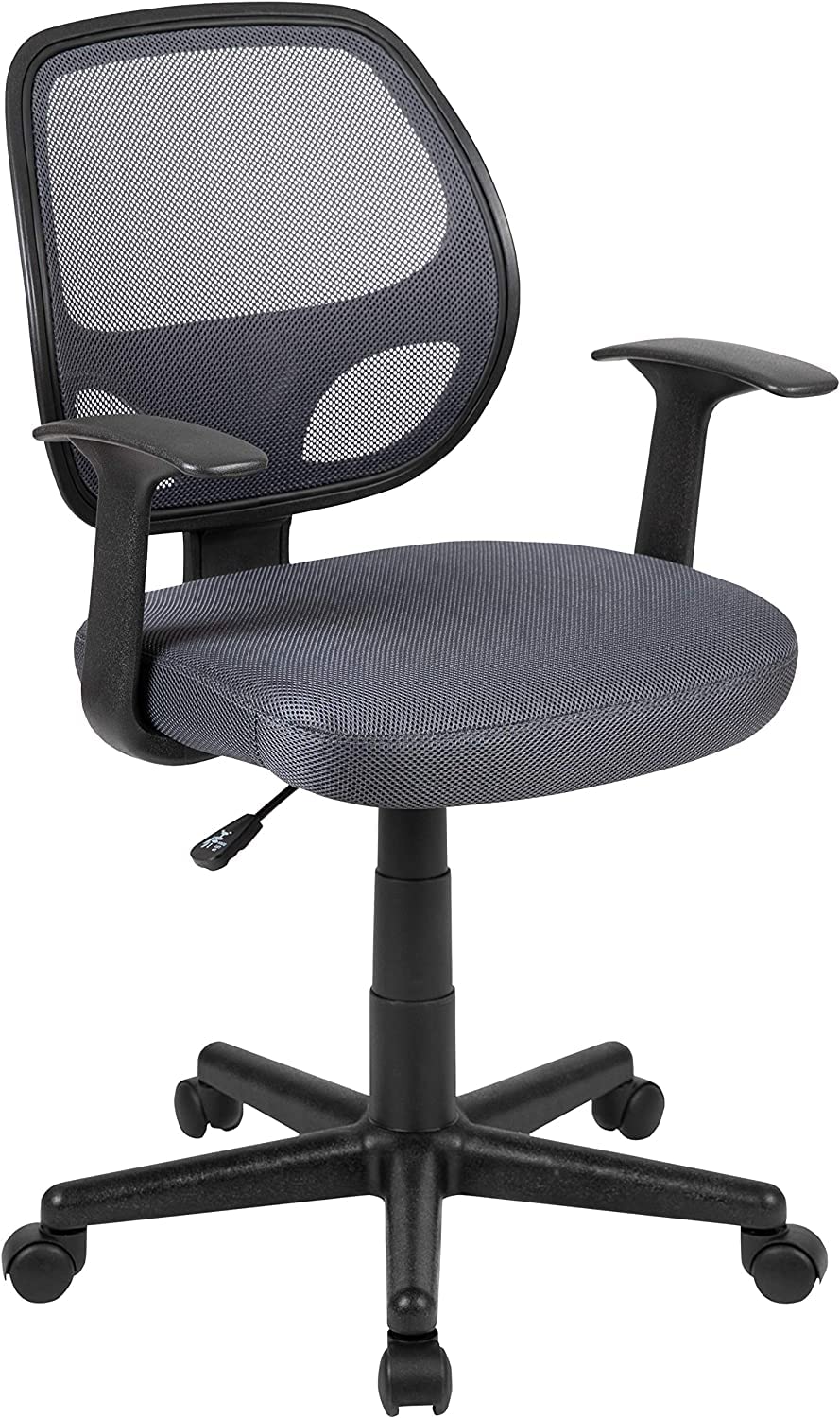Flash Fundamentals Midback Rotating Task Office Chair, Gray Mesh, Ergonomic Arms, Width 24.8 x Depth 24.8 x Height 33.9 - 38.6 inches (63 x 63 x 86 - 98 cm)