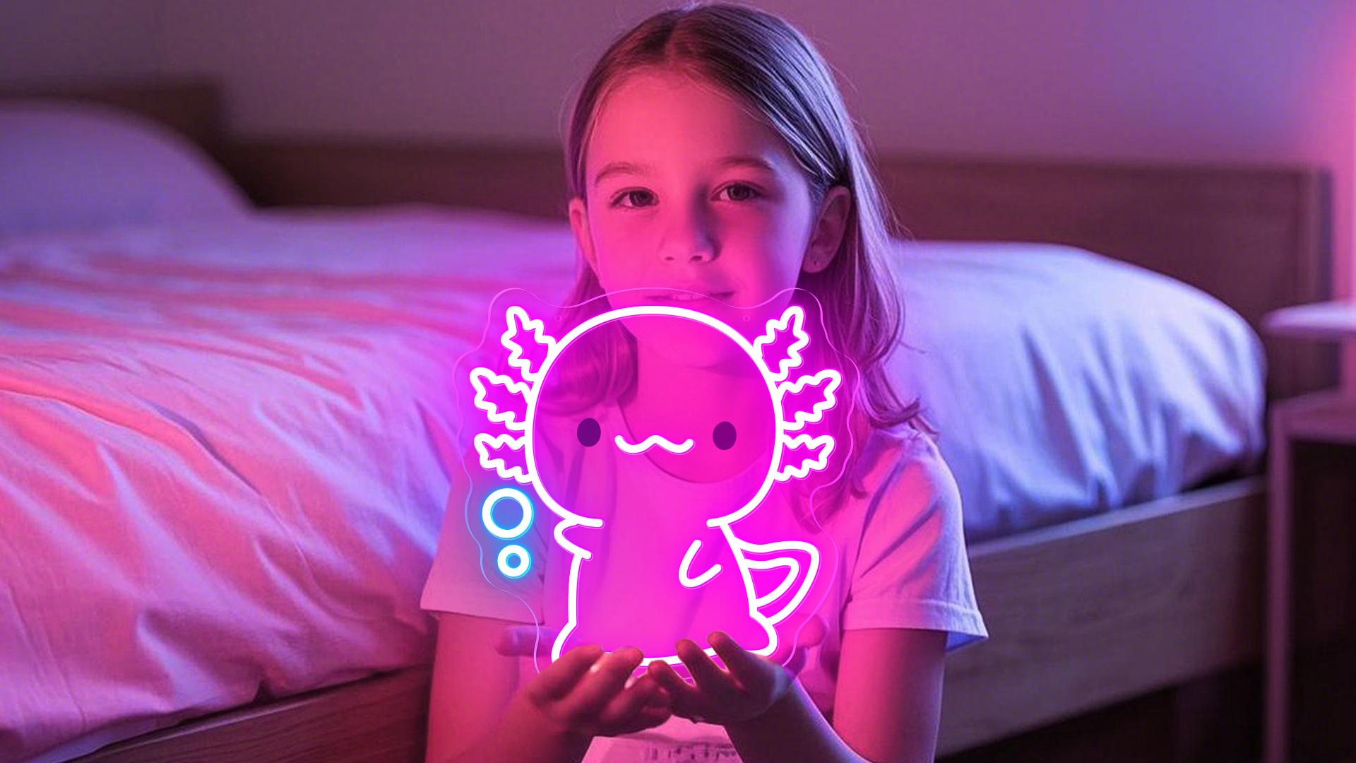 Housignz Axolotl Neon Sign, Axolotl LED Sign Light, Dimmable Light