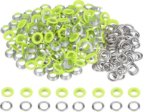 Miniatura 27 de HARFINGTON Juego de 200 ojales redondos de color de 0.394 pulgadas, ojales metálicos con arandelas para álbumes de recortes, zapatos, ropa, lona