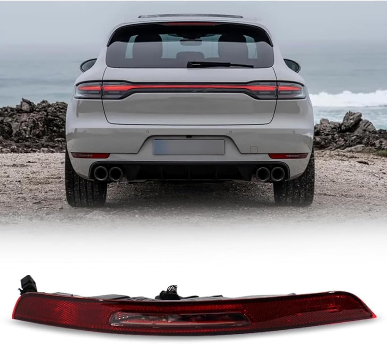 Rear Bumper Reflector Light Fit for 2014 2015 2016 2017 2018 2019 2020 2021 Porsche Macan, Halogen Red Rear Light for 95B945726AA 95B945726R (US Version, 5 Pins, Right Passenger Side)
