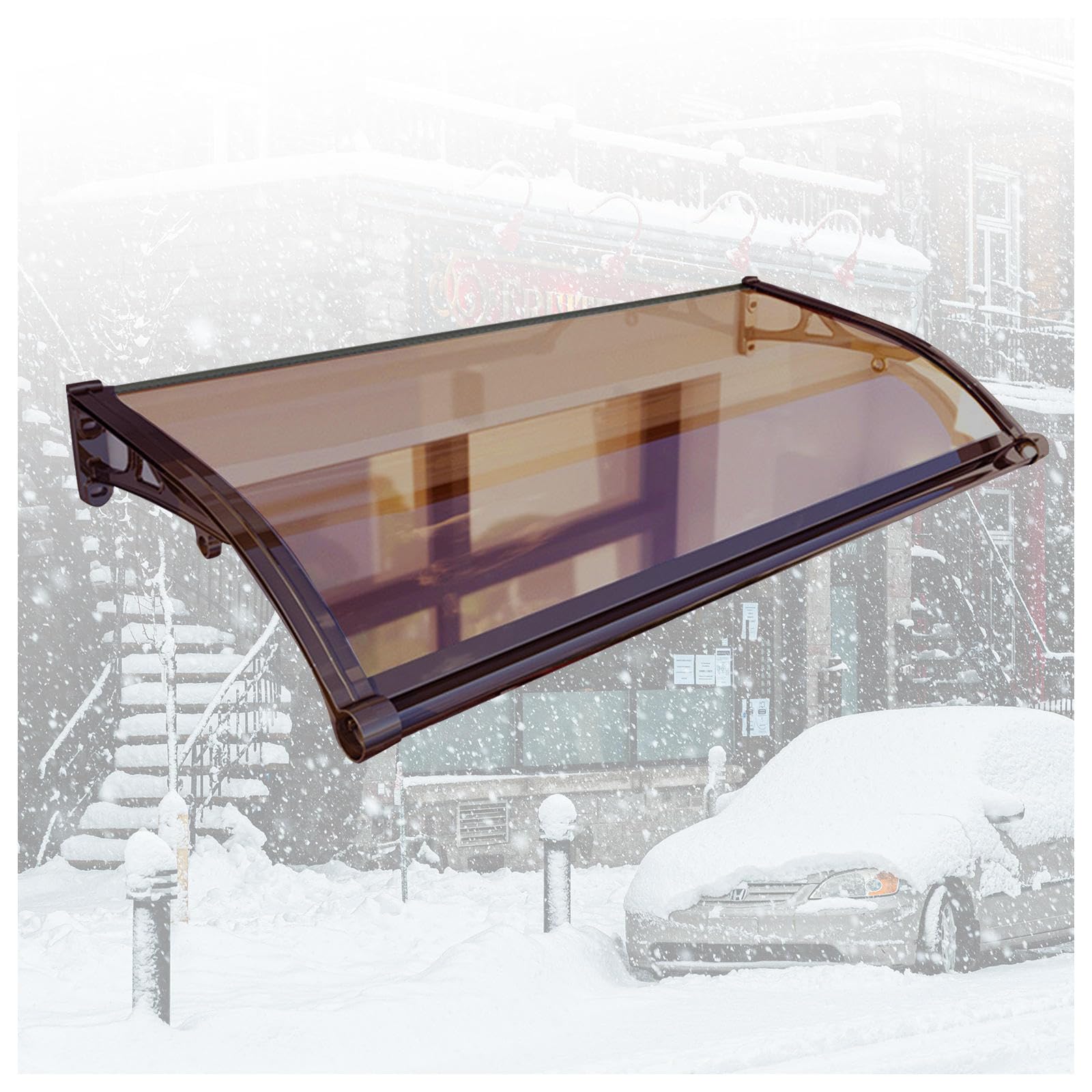 Vordach Für Haustür, Mit Seitenteil Rinne Aluminium Metallgestell Lichtschachtabdeckung Regenschutz Lichtschachtabdeckung Regenschutz,23 * 40"(60 * 100cm)