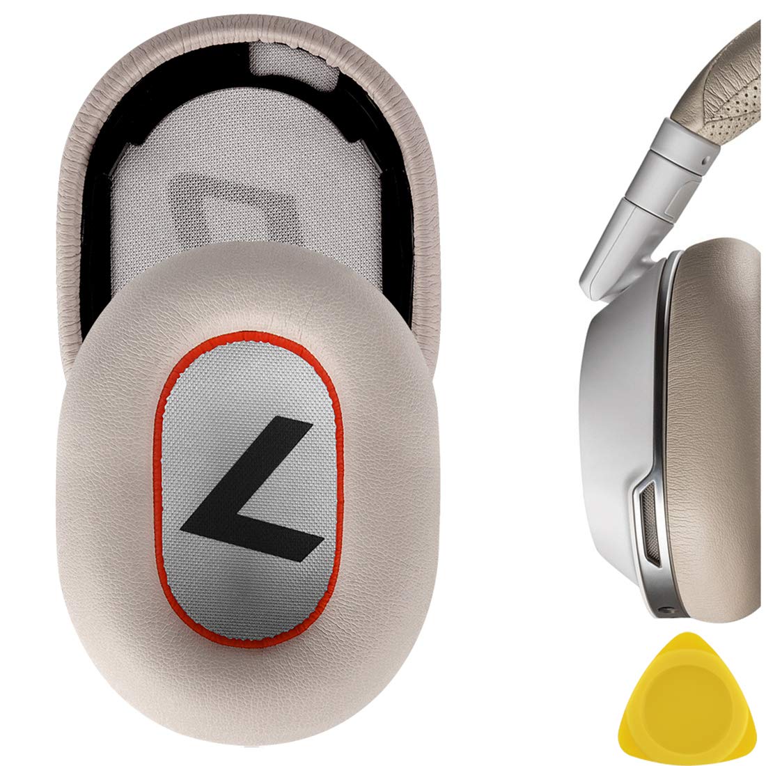 GEEKRIAQuickFit Replacement Ear Pads for Plantronics BackBeat PRO2/ PRO2 Special Edition, Voyager 8200UC Headphones Ear Cushions, Repair Parts (White/Red)