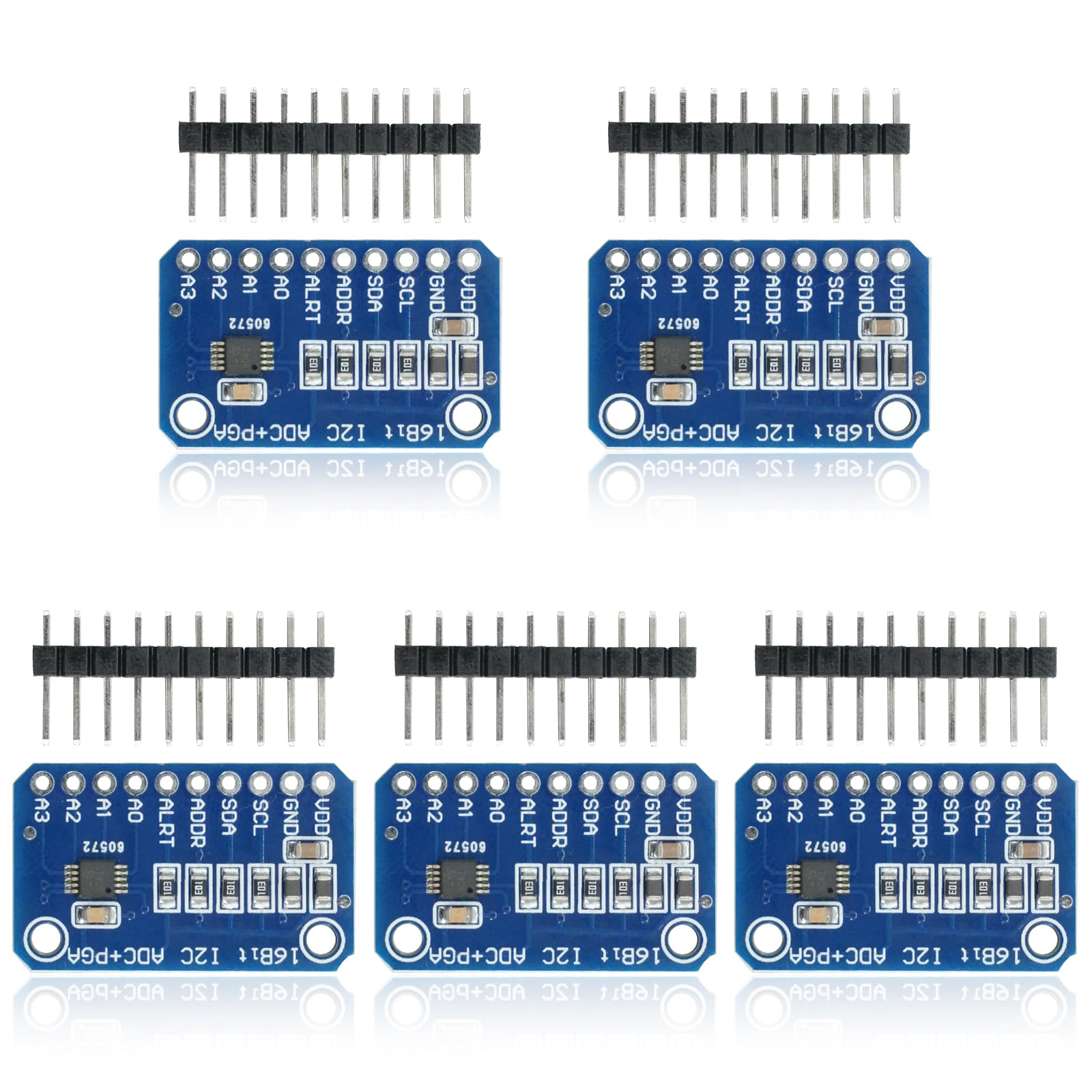 Modulo Convertitore ADC 16bit 4 Canali,analogico-digitale Modulo scheda di sviluppo,convertitore analogico digitale ADS compatibile con Arduino e Ra-Pi (5PCS)