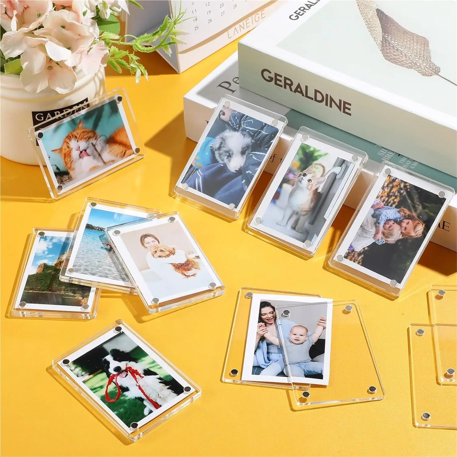 Kühlschrank-Magnetrahmen, transparenter, wendbarer Magnet, Foto, Display Für Fotos Postkarten(12Pack)