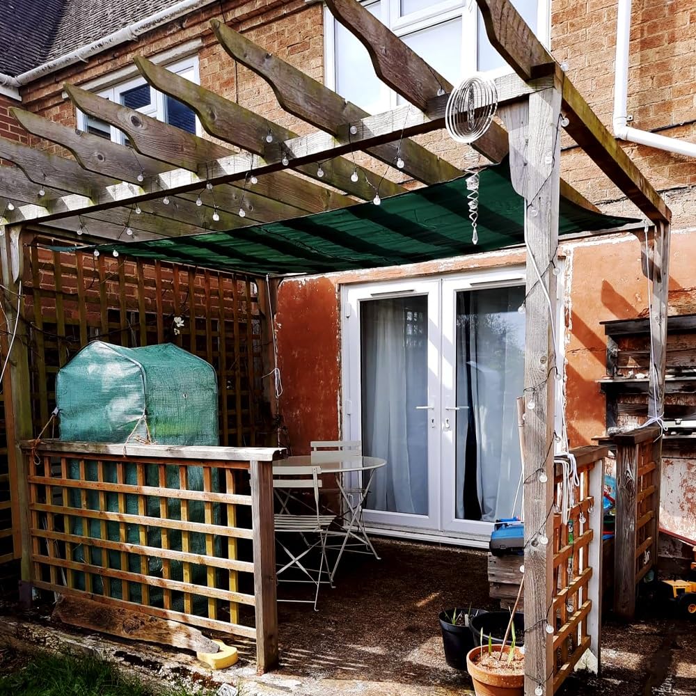 Red de sombra para exteriores, 60 % de protección UV, viento y malla antiprivacidad, para balcón, terraza, pérgola, camping, césped, verde, 5 x 6 m