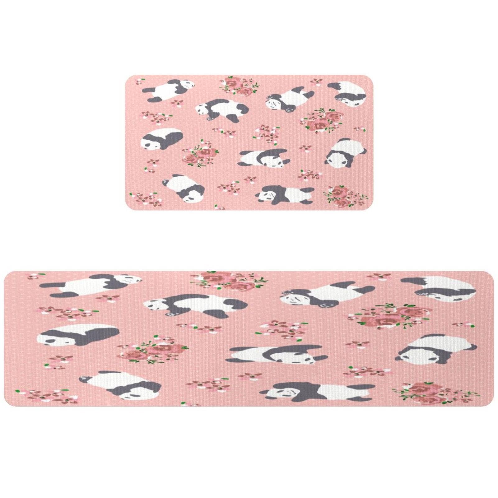 Alfombras de cocina de panda VAPOKF ideales para el pasillo y cuarto de lavado pack 2