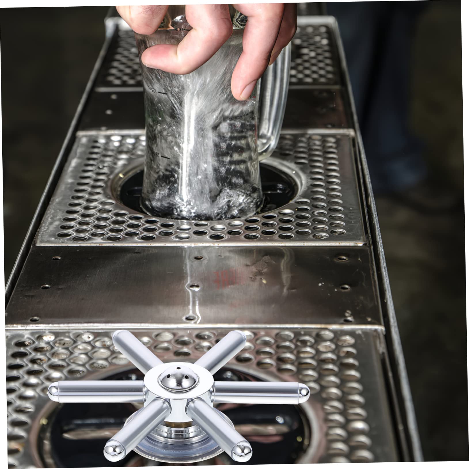 Sciacquabicchieri in Acciaio Inox per Bar ad Alta Pressione Automatico | Argento, Installazione Semplice, Pulizia Rapida, Lavabicchieri per Lavello e Bottiglie