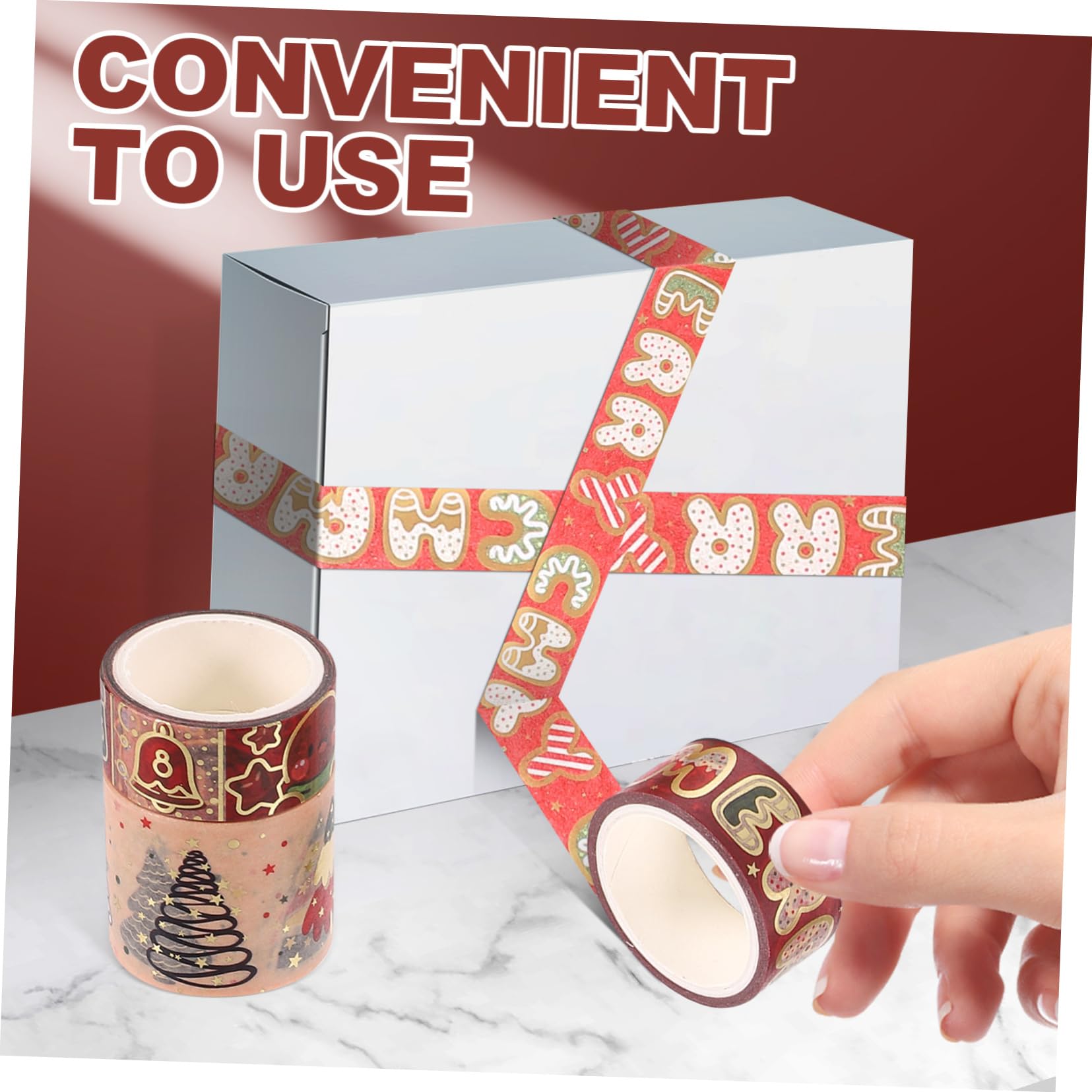 VILLCASE 5sets Cinta Papel Pegatinas Adhesivo Tiras Temático Scrapbooking Washi Tapes Washi -tape Giftcrad Decoración Pegatina Con Motivos Navideños Etiqueta Engomada Del Washi 8 Rolls*5